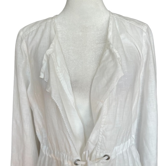 EILEEN FISHER Irish Linen Front Tie Blouse - Picture 3 of 6